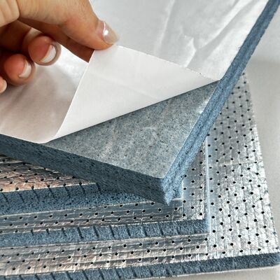Espuma acústica PO de poliolefina de célula semi-aberta com camada de folha de alumínio e suporte adesivo Placas de isolamento de redução de ruído premium resistentes ao fogo e fáceis de instalar para sistemas de ventilação