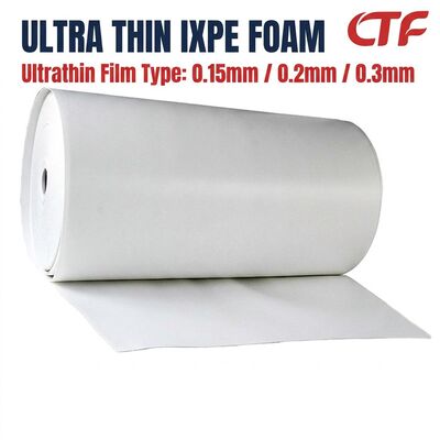 Rolo Fino de Espuma IXPE 0,15mm 0,2mm 0,3mm Folha de Isolamento Impermeável com Goma para Uso em Fitas e Indústria Eletrônica