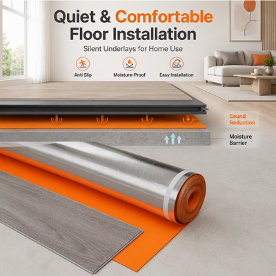 Base de piso de espuma IXPE absorvente de som e resistente à umidade para pisos de vinil PVC SPC Ideal para reformas de apartamentos, hotéis e hospitais