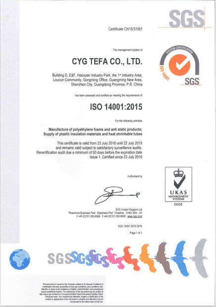 China Cyg Tefa Co., Ltd. Certificações