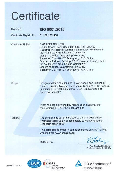 Polyolefin Foam de Célula Fechada Transversal XPE / IXPE Folha de Isolamento Térmico para Construção & HVAC 25